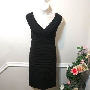 Tadashi Collection By Tadashi Shoji Sexy Bodycon Pleated "Little Black" Dress